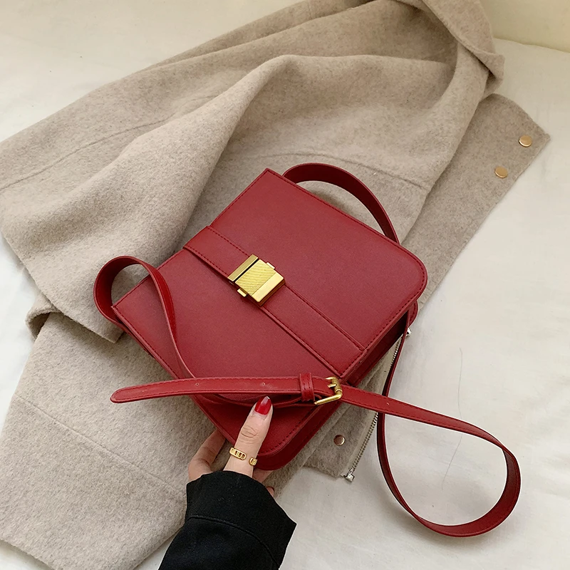 

Small Square Bag Female 2020 High Quality Shoulder Bag PU Leather Handbags Simple Fashion Crossbody Bags For Women Bolsa