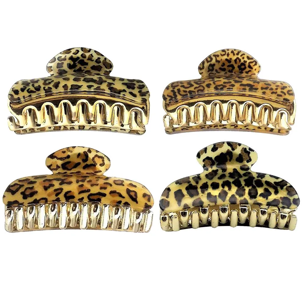 Women Leopard Large Hair Claw Grip Clips Pin Clamps Clasp Makeup Tools |