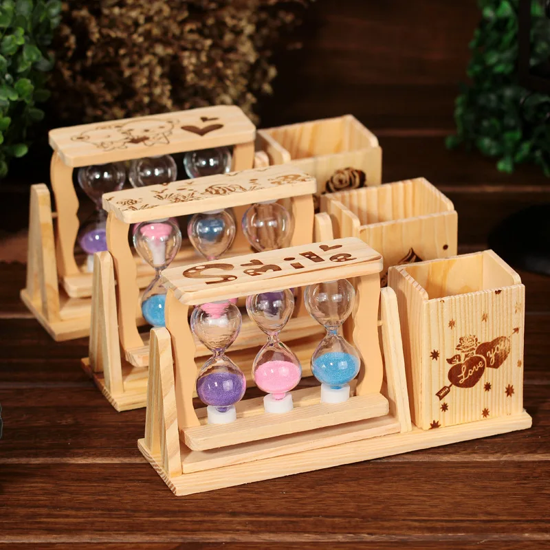 Разноцветные Песочные часы Таймер деревянная рамка креативный подарок