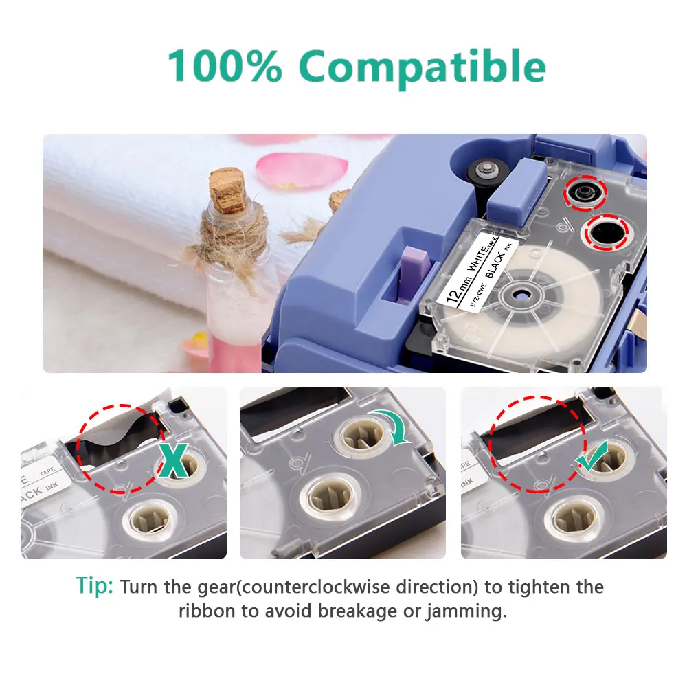 A ABColor XR-12X Labels 12mm Black on Clear Label Tape Cartridges for CASIO KL-60 KL-120 KL-300 Maker | Компьютеры и офис