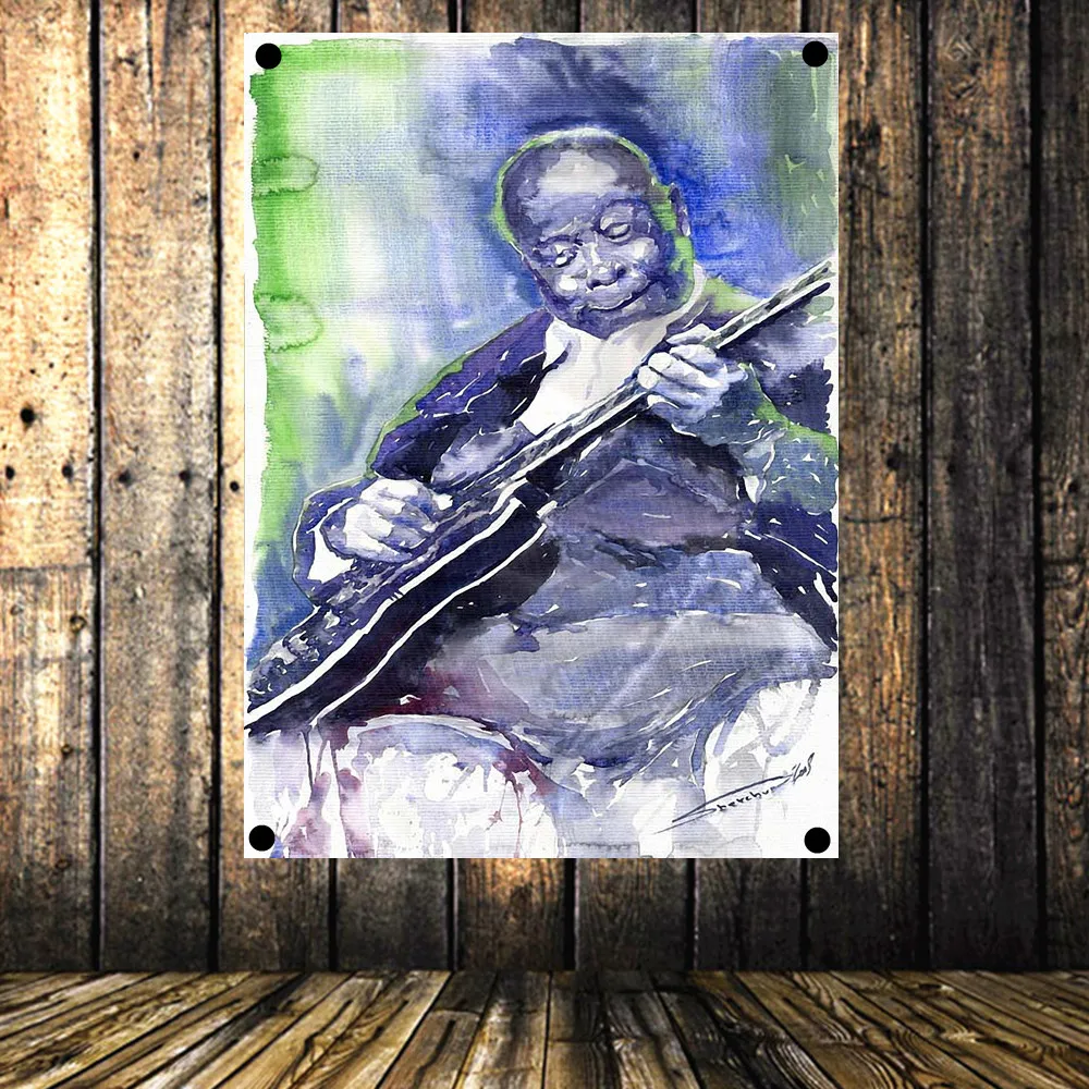 Retro Valance Rock and Roll Flag Band Lead Singer Portrait Poster Banner Oil Painting Tapestry Bedroom Music Studio Decor C7 | Дом и сад