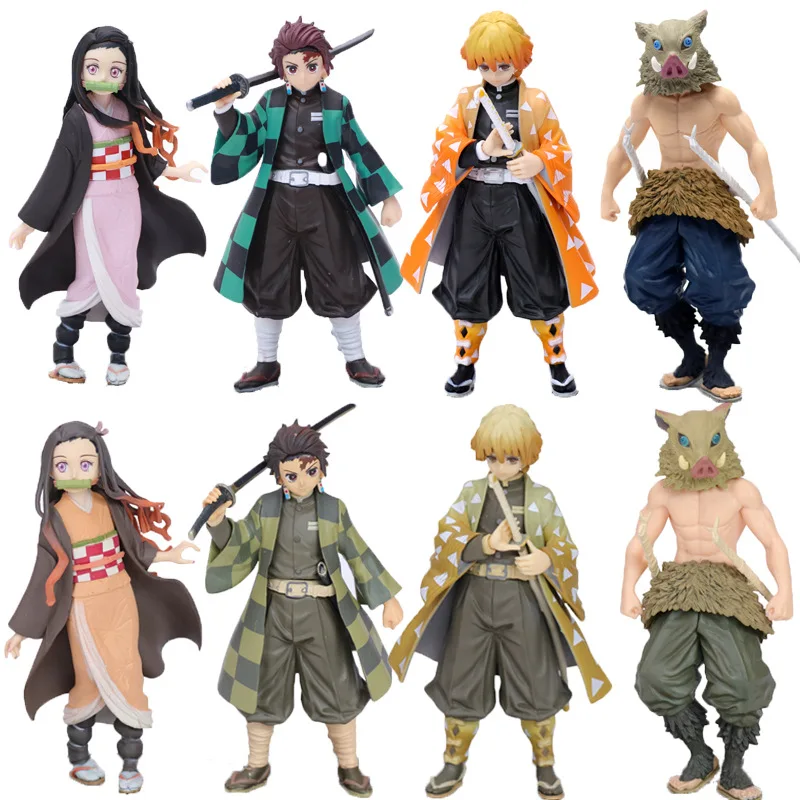 

Anime Demon Slayer Kimetsu No Yaiba Hashibira Inosuke Zenitsu Agatsuma Kamado Tanjirou Nezuko PVC Action Figures Model Toys Doll