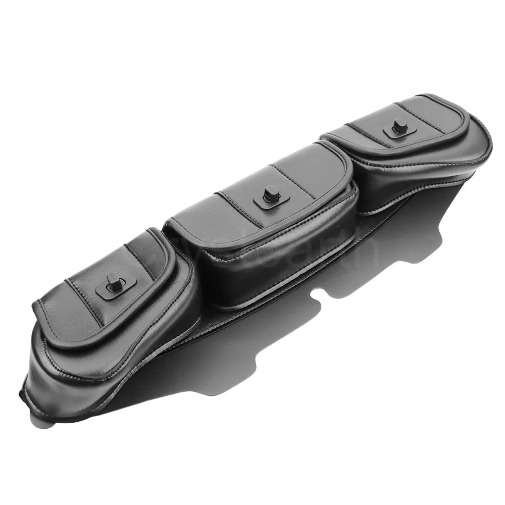 Черные мотоциклетные лобовое стекло сумка седло 3 Карманный Кожаный чехол Чехол