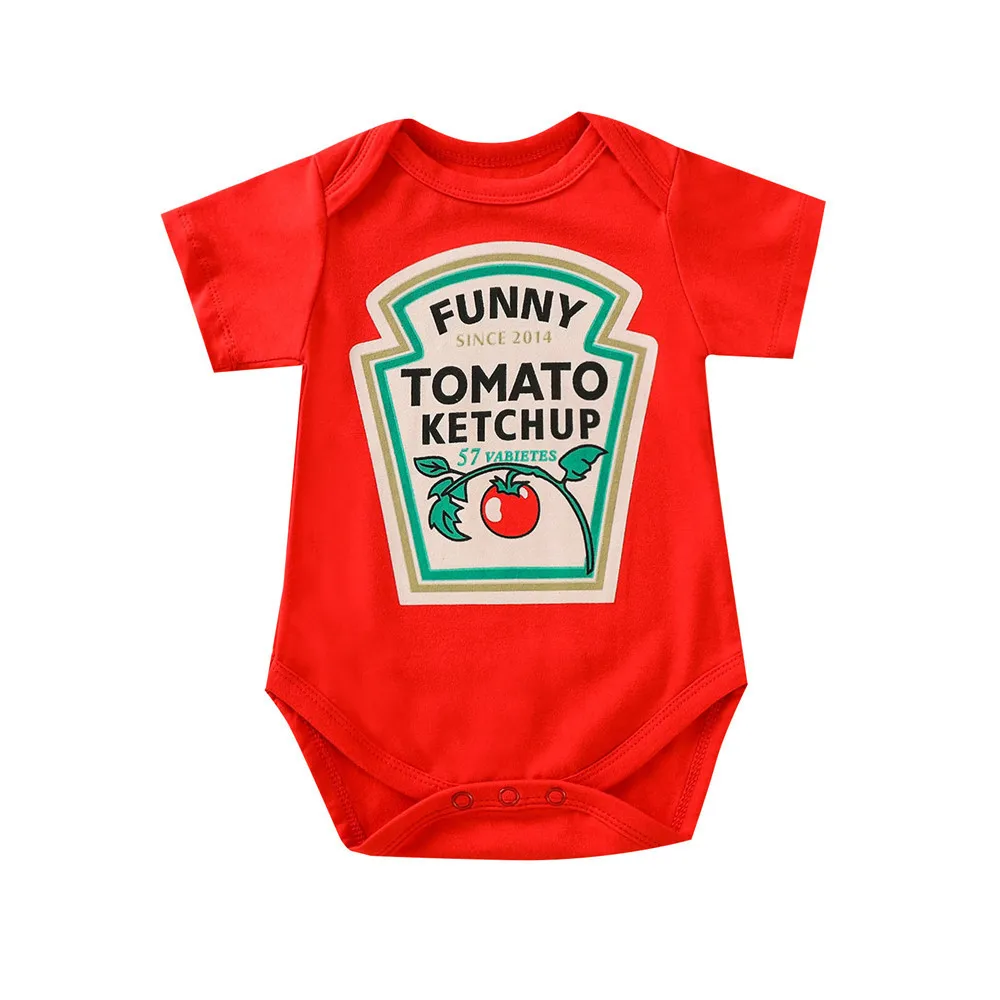 New Baby Girls Rompers Jumpsuit Twins Cute Summer Cotton Short Sleeve Red Tomato Triangle Climb Clothes Infant Boy Outfits 3-24M