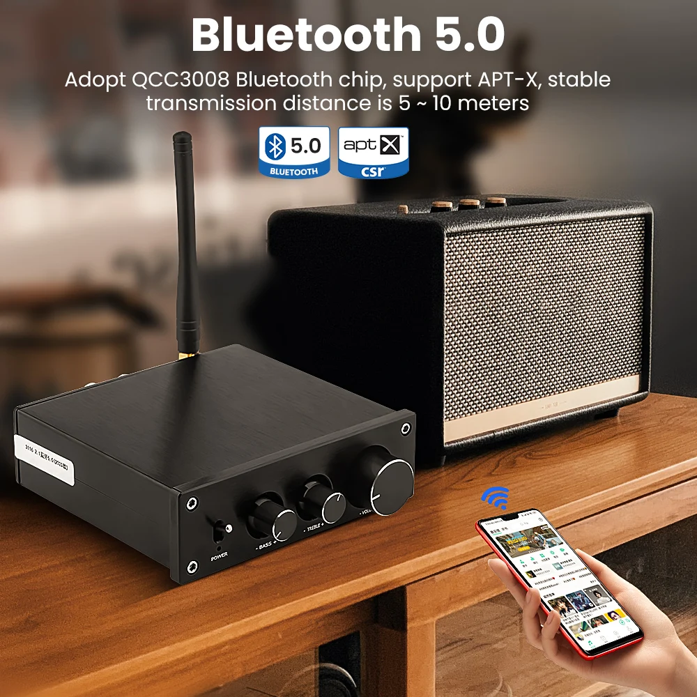 

AIYIMA TPA3116 Subwoofer Amplifier 50W*2+100W 2.1 Channel APTX Bluetooth 5.0 Class D Mini Digital Power Amp For Home Audio DIY