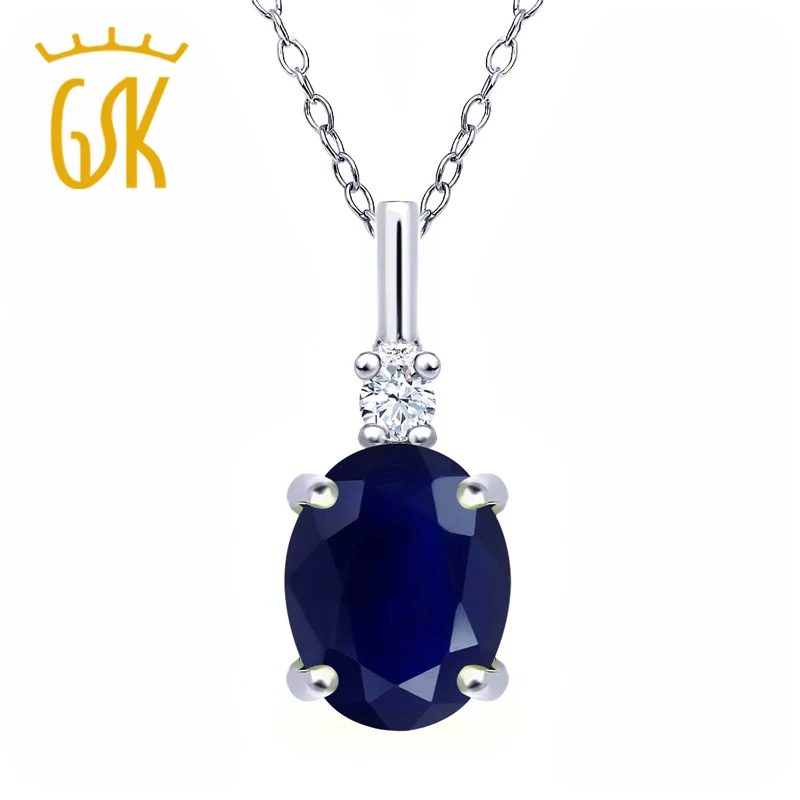 Подвеска из стерлингового серебра 925 пробы с синим сапфиром драгоценный камень