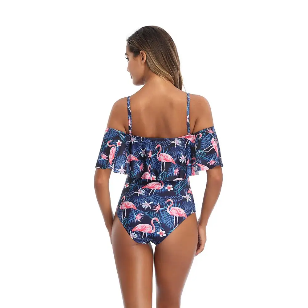 Модный монокини с принтом фламинго Цельный купальник пляжная одежда женское