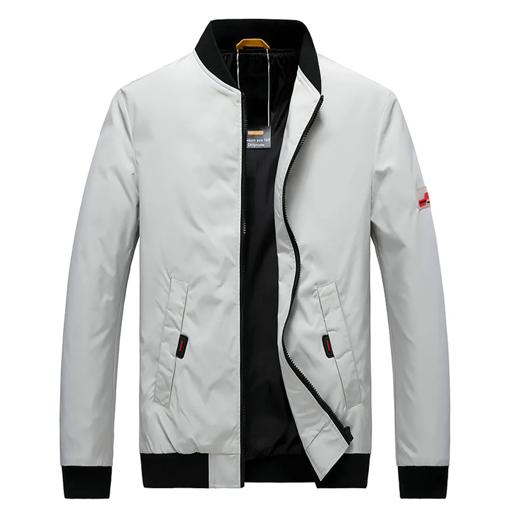 Мужская осенне зимняя повседневная однотонная спортивная куртка на молнии с