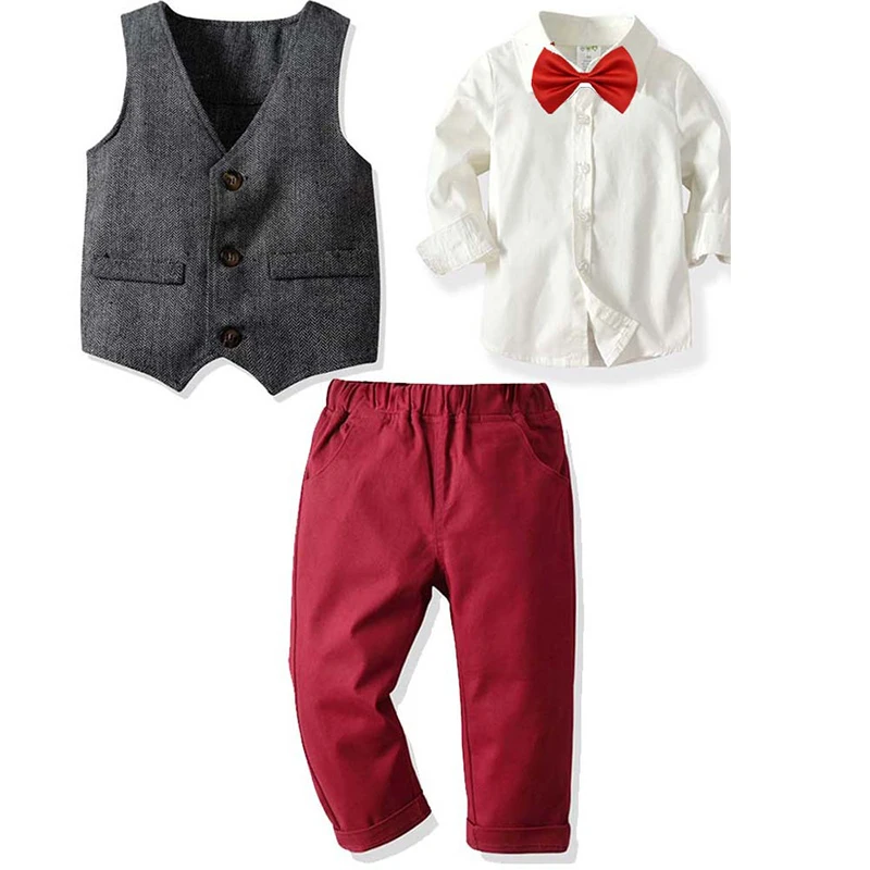 

Джентльменский костюм для маленьких мальчиков, детский официальный осенний Новый британский ветрозащитный комплект для мальчиков, компле...