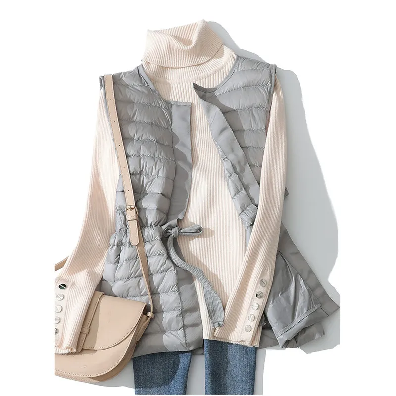 Sanishroly осенне-зимний женский жилет без рукавов ультра-светильник на утином пуху