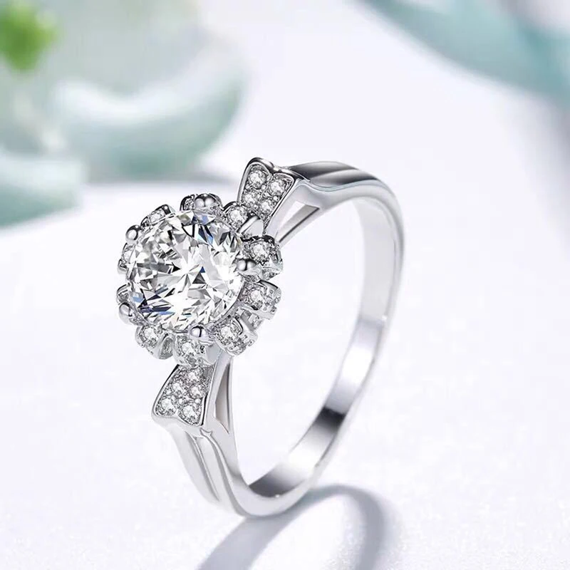 

Cute Cat Ear Fashion Rings 925 Sterling Silver Exquisite Bud Charm Flower Jewelry For Women Wedding Engagement Valentines Gift