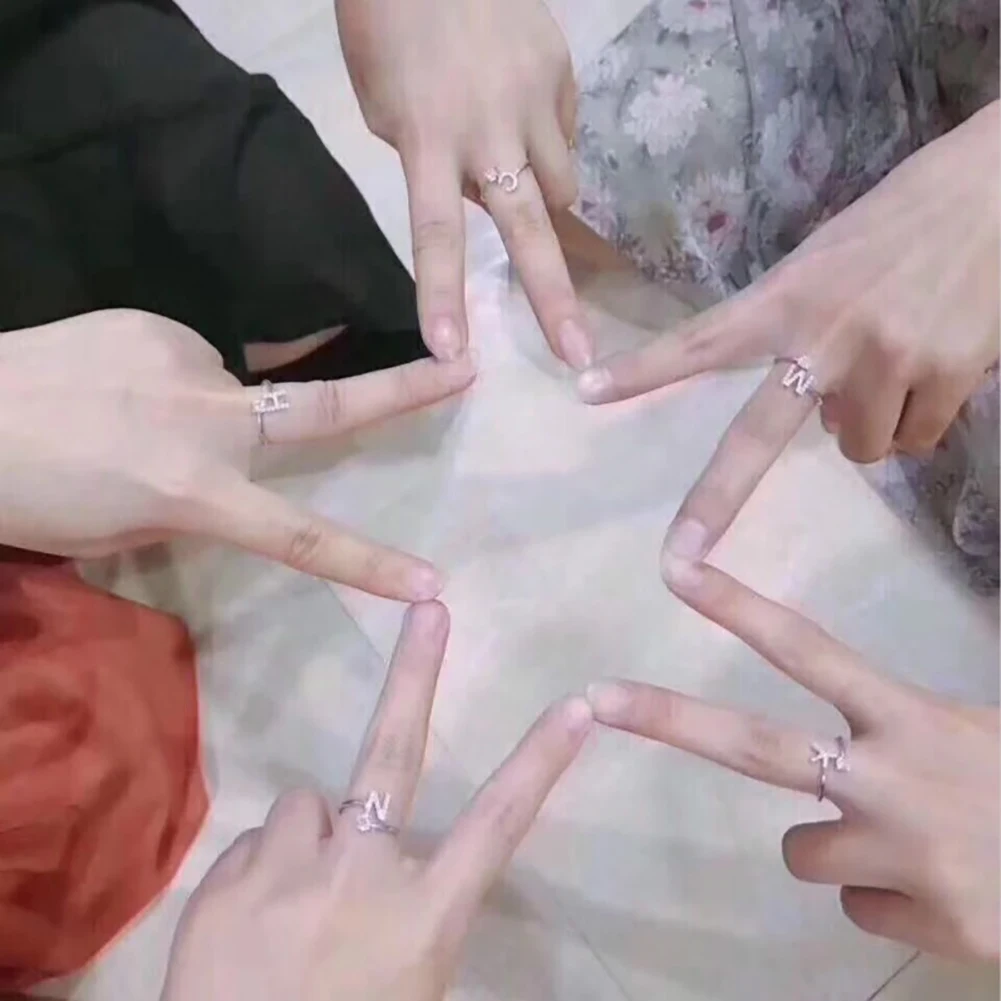 Новые Кольца с буквами начального алфавита от A до Z серебряного цвета