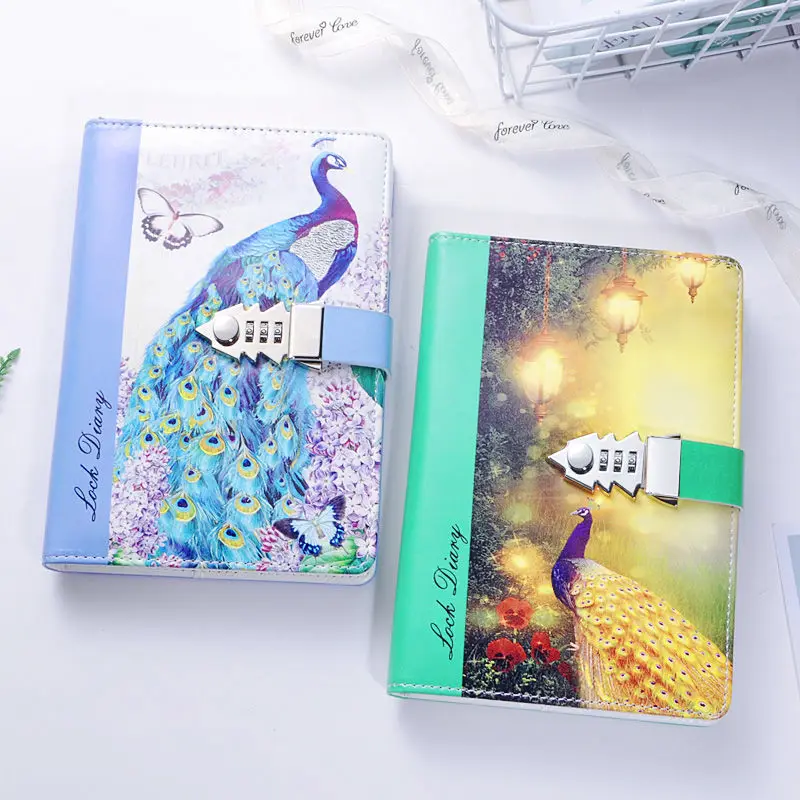 25 Kinds Of Notebooks Diary With Lock PU Leather A5 Planner Retro And Journals  Agenda Password Note Books For School Thicken