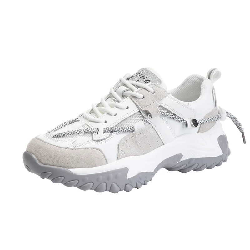 

Women's Sports Shoes Summer Chunky Sneakers 2021 Breathable Lace Up Woman Shoes Mesh Luxury Vulcanized Soles Platform Footwear