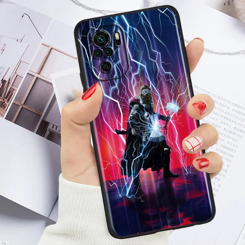 Силиконовый мягкий черный чехол для телефона с изображением героев marvel Xiaomi Redmi Note