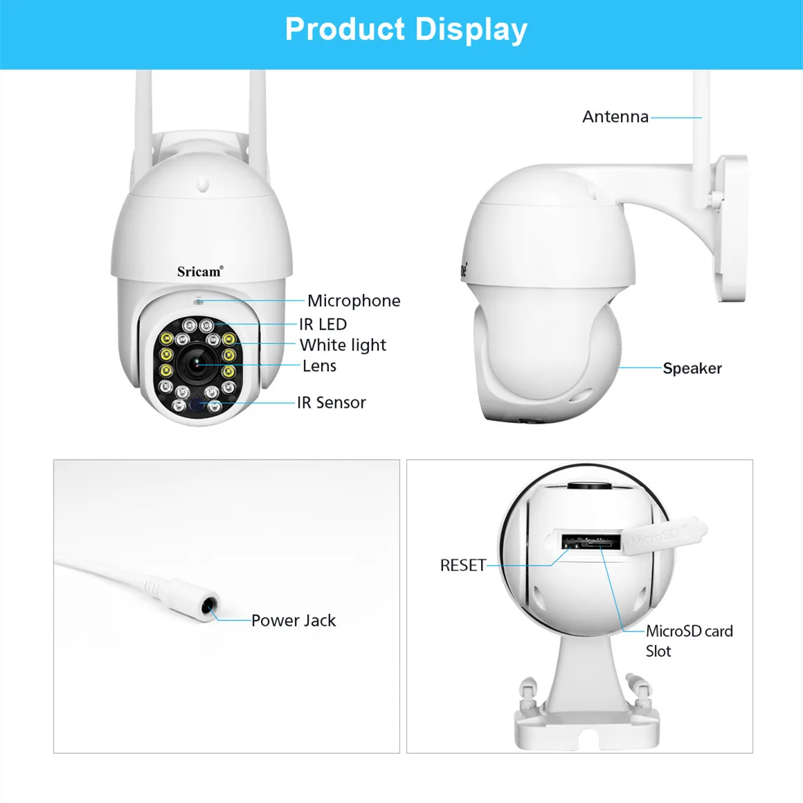 sricam sp028 ptz wifi ip camera 5mp 1080p wireless surveillance camera outdoor night vision human detection video surveillance free global shipping