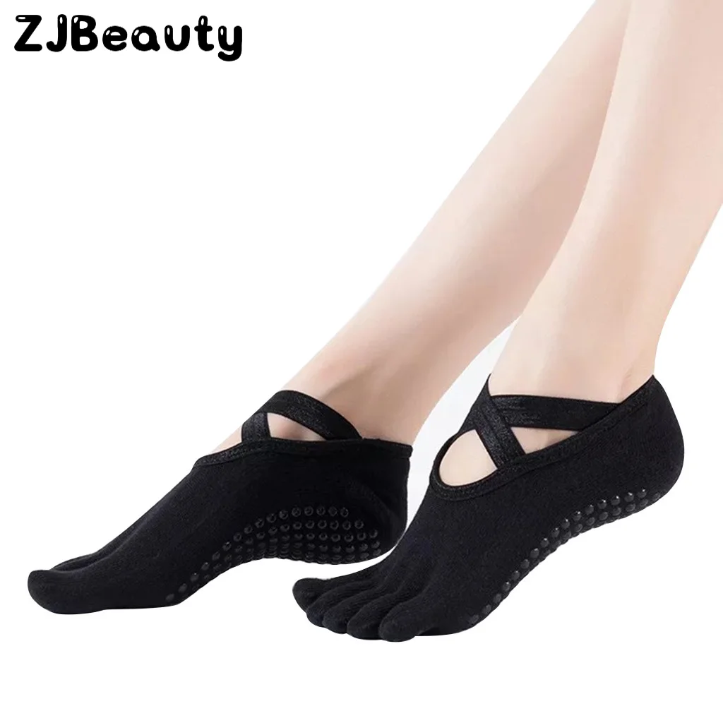 Women Sports Yoga Socks Anti-slip Five Fingers Silicone Non-slip 5 Toe Ballet Gym Fitness Cotton Socks#y4 | Спорт и развлечения