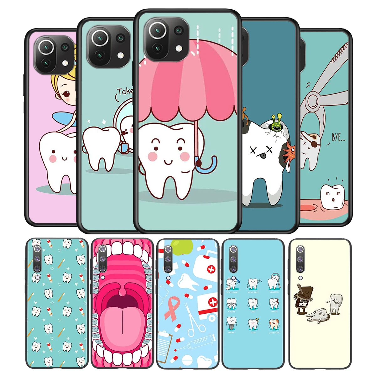 

Cartoon Dentist Dental Teeth Silicone Cover For Xiaomi Mi Note 11 11T 11i 10i 10T 10 9 9T 9 SE Lite Pro Ultra Phone Case