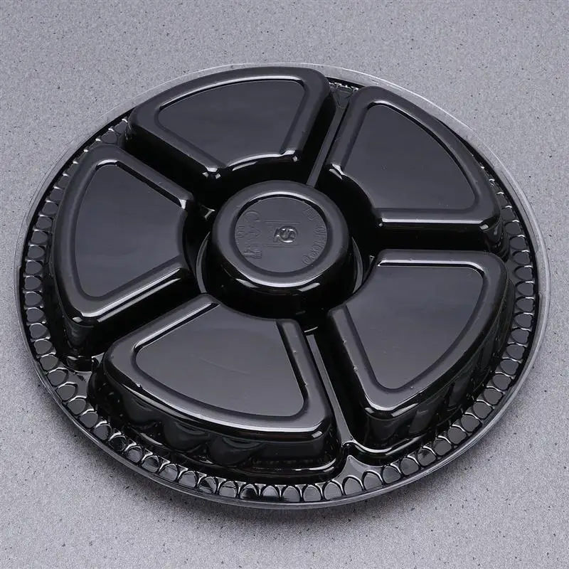 5pcs 6-Grid Plastic Boxes with Cover Portable Fruits Case One-off Takeout Food Containers for Home Shop Daily Use - купить по