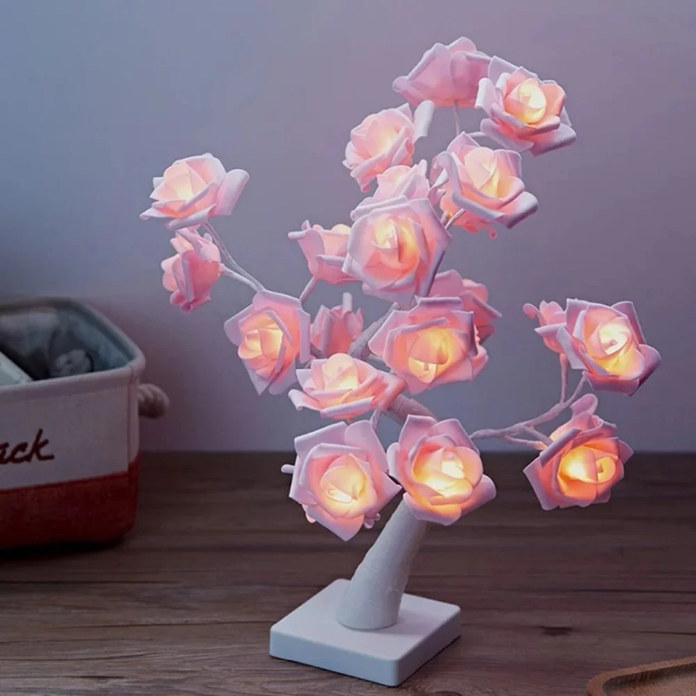 

Christmas led tree decoration 24LED Light Night Lamp Romantic Flower Warm Rose Tree Light Wedding Holiday Decoration