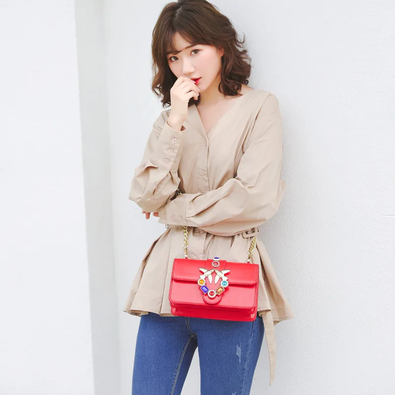 2019 модная классическая кожаная женская сумка косая на одно плечо переносная