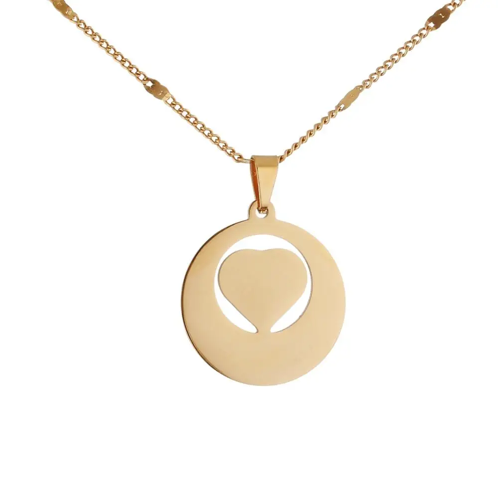 

Stainless Steel Heart Pendant Necklace Romantic Women Round Chain Jewelry Gift