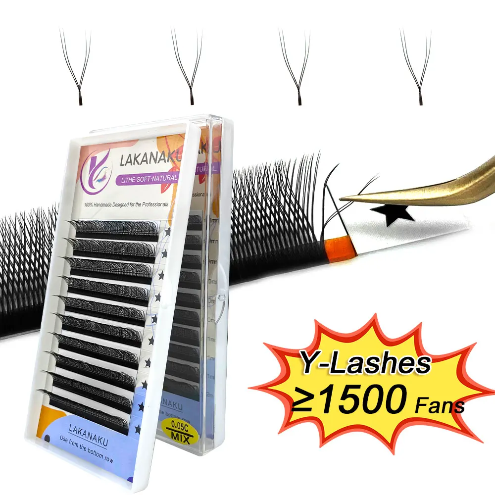 

Lakanaku Y Shape Eyelashes Extensions Double Tip Lashes Cilios YY Natural Easily Grafting V Style 2D Volume Lash Faux Mink