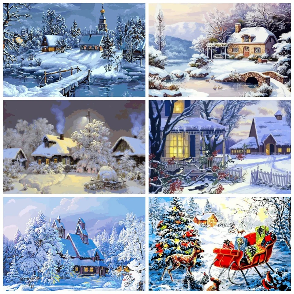 Картина маслом по номерам AZQSD сделай сам масляные наборы для раскрашивания холст