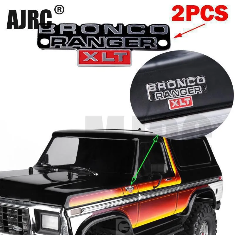 AJRC 2pcs Stainless Steel Stereo Logo Metal Badge For 1/10 Trx4 TRX-4 82046-4 Bronco Ranger Rc Crawler Car 2020 NEW