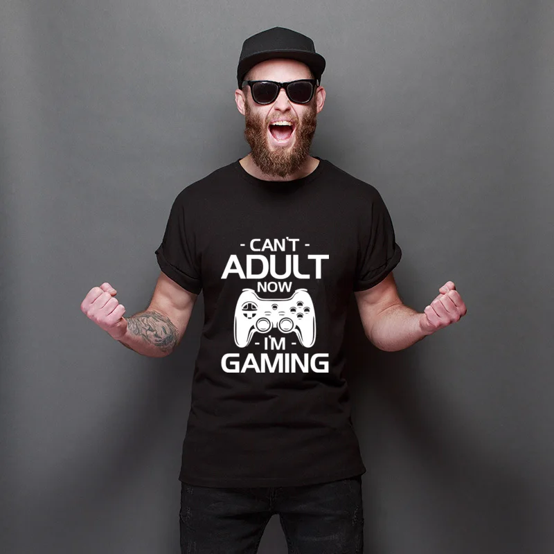 

Brand New Can't Adult Now I'm Gaming Unique Summer Loose Tops Shirt Funky 100% Cotton T Shirts Simple Style Summer T Shirt