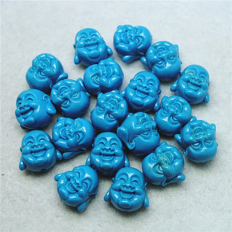 

5pcs blue smile buddha heads matching beads for women bracelets clay material making size 18x18mm clay material top selling