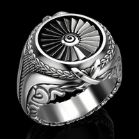 vintage punk mens 925 sterling silver heavy metal turbine ring gift jewelry ring wholesale