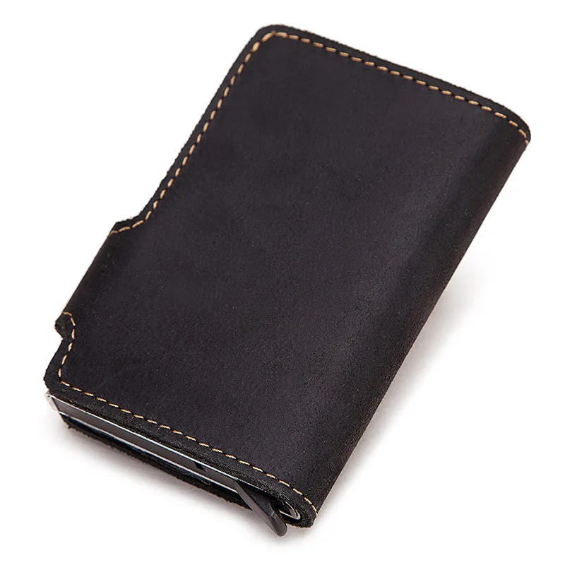 rfid blocking men credit card holder fashion automatic business id card case aluminum anti degaussing anti theft wallet 2020 free global shipping