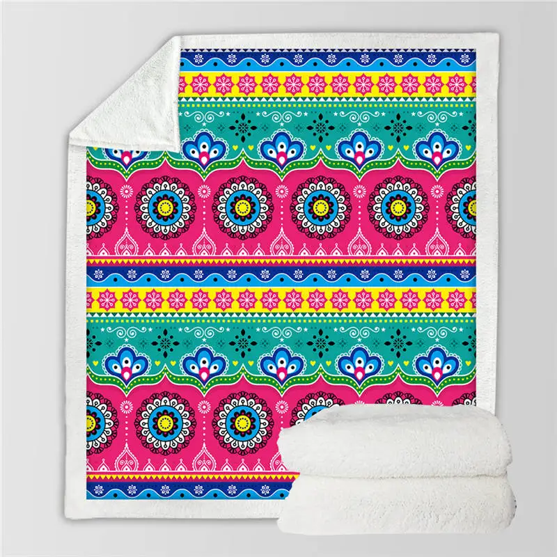 Постельные принадлежности, одеяло с геометрическим принтом, покрывало из микрофибры, шерпа, Флисовое одеяло для дивана, постельные принадлежности ацтеков, 130x150 - Цвет: 7