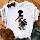 Футболка женская черная в африканском стиле, винтажная рубашка меланин, эстетическая одежда, летние топы, белая