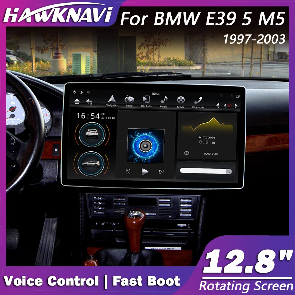 Автомобильный мультимедийный плеер Hawknavi 12 8 дюймов Android 9 для BMW M5 E39 5 1997 2003 GPS DVD
