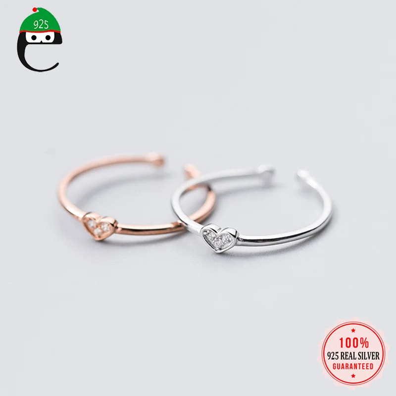 

ElfoPlataSi 100% Серебро 925 пробы модные ювелирные изделия Сердце CZ коктейльное Открытое кольцо с размером для женщин девушек ювелирные изделия ...