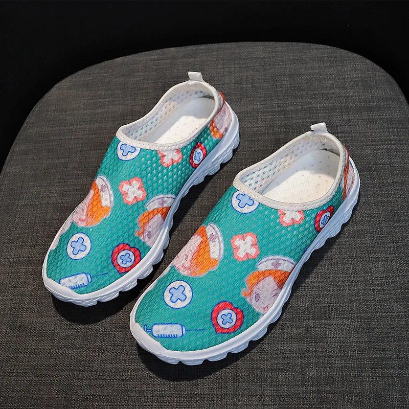 

Cute Nurse Doctor Medical Print Casual White Sneakers for Women Jogging Shoes Slip on Flats Sports Shoes Summer Beach