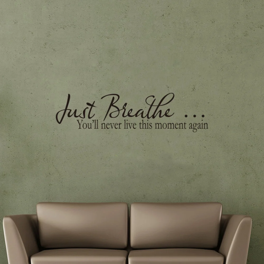 

Just Breathe You Will Never Live This Moment Again Quote Wall Decal Vinyl Sayings Wallpaper (Black)