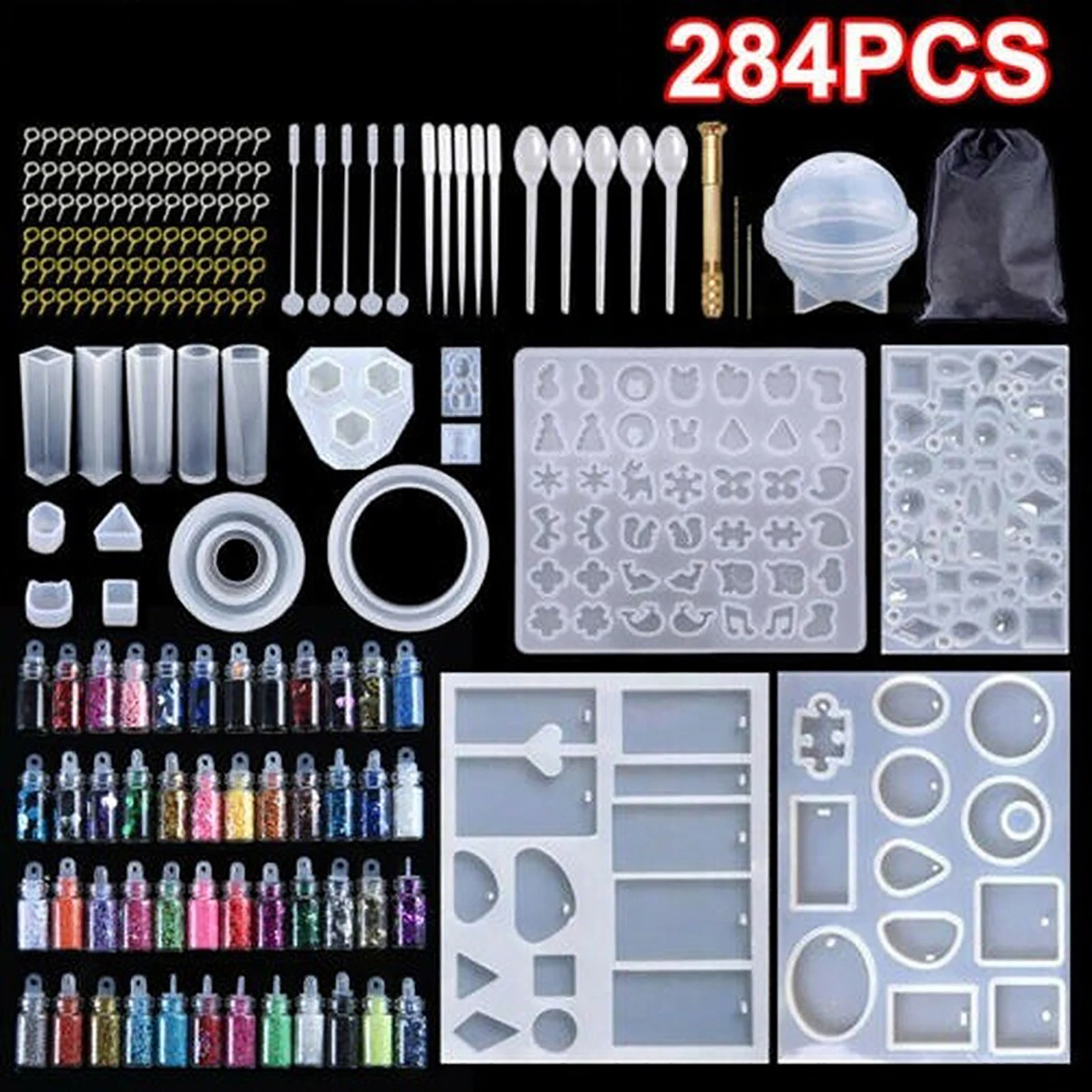 

Набор силиконовых форм для изготовления ювелирных изделий, 284 шт.