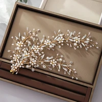 european and american bridal hair accessories hand woven crystal pearl hairpin fashion new bridal branch headdress wholesale