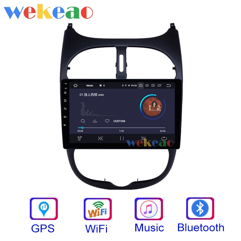 Автомагнитола Wekeao 9 дюймов 1 Din Android 0 мультимедийный Dvd-плеер для Peugeot 206