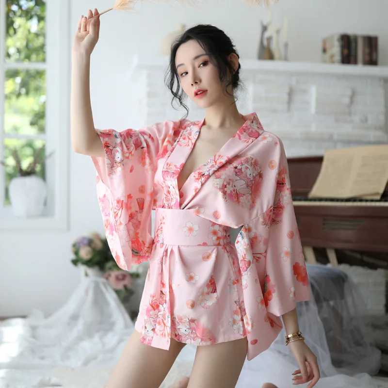 

Japanese style Sexy Nightdress Women Kimono bathrobe Nightgowns Home Temptation Nightwear Underwear