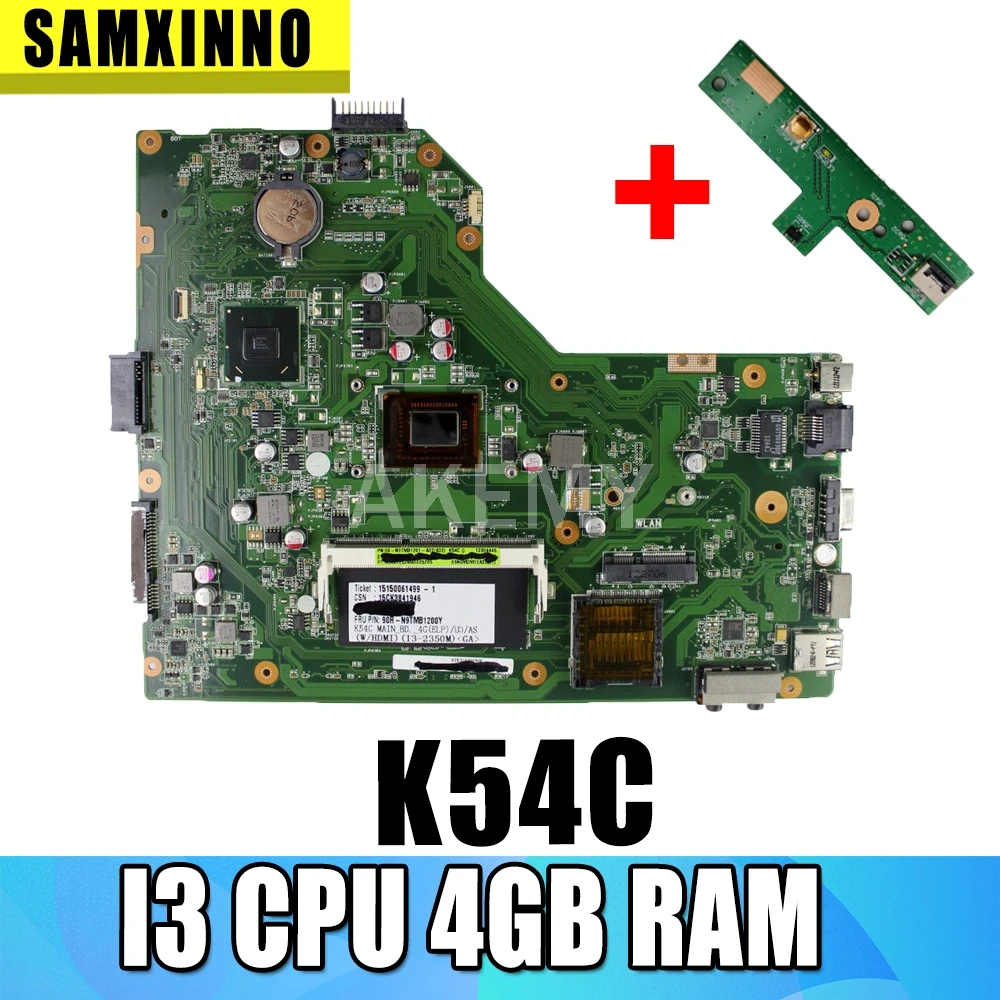 K54C материнская плата I3 CPU 4 Гб RAM для Asus K54 X54C ноутбука Тест 100% OK|Материнские платы| |