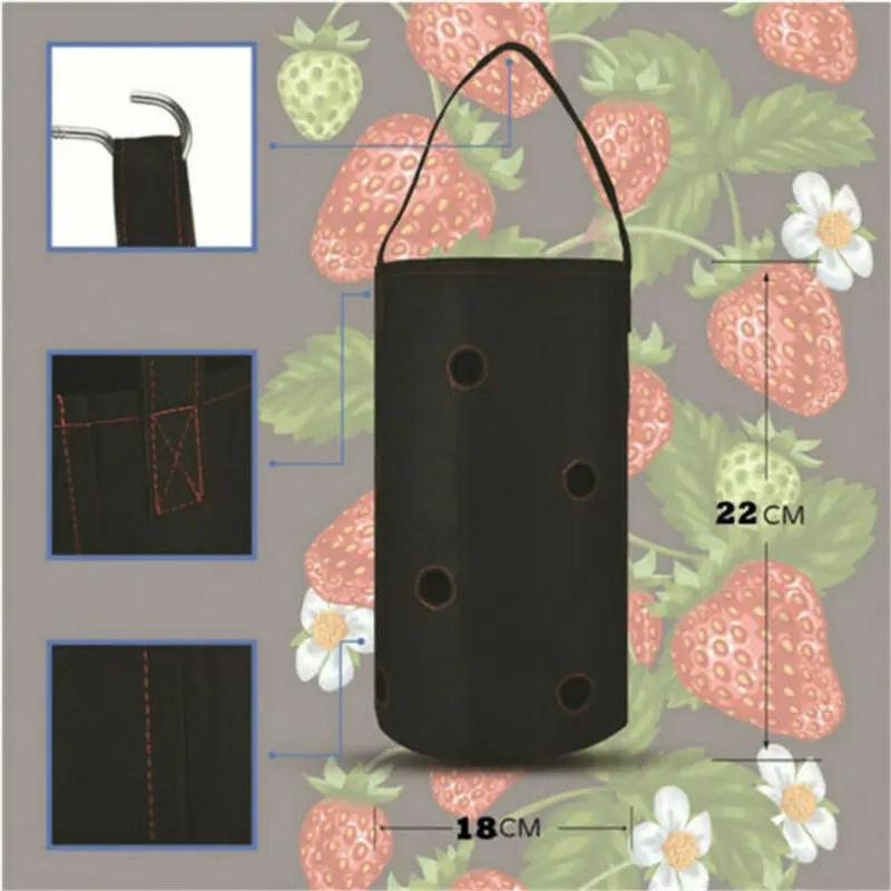 

1Pc Felt Strawberry Vegetable Grow Bag Plant Garden Planting Bag Herb Plant Tub Waterproof Breathable 12Hole Strawberry Grow Bag