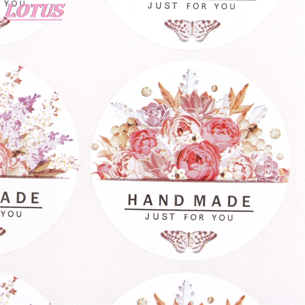 

lot(6 Sheets) colorful round flowers butterfly just for you Hand made Flower Design Sticker Labels Stationery Sticker 54pcs