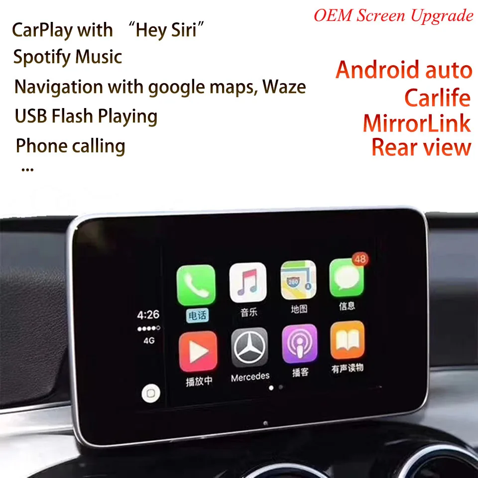 Беспроводной Apple CarPlay для Mercedes Benz C Class C180 Android зеркальные наборы развлекательная