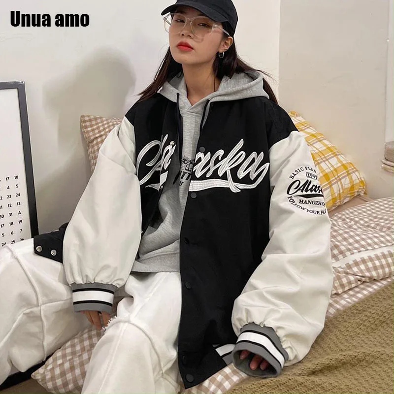 

Unua amo 2022 Baseball Uniform Oversized Jacket Woman Fashion Wild Casual College Style Couple Wear Women's Jackets And Coats