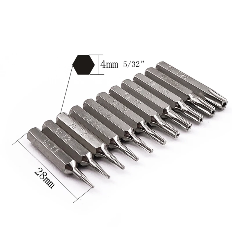 11Pcs Set Di Punte Per Cacciavite Torx Cr-V T1 T2 T3 T4 T5 T6 T8 T9 T10 T15 T20H Bit Di Riparazione Mobile Fiori Di Prugna Testa Di Riparazione