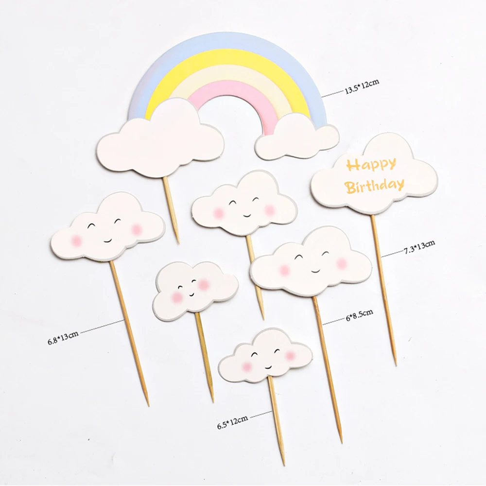 Праздничное украшение для торта в виде облака на день рождения баннер ярлык